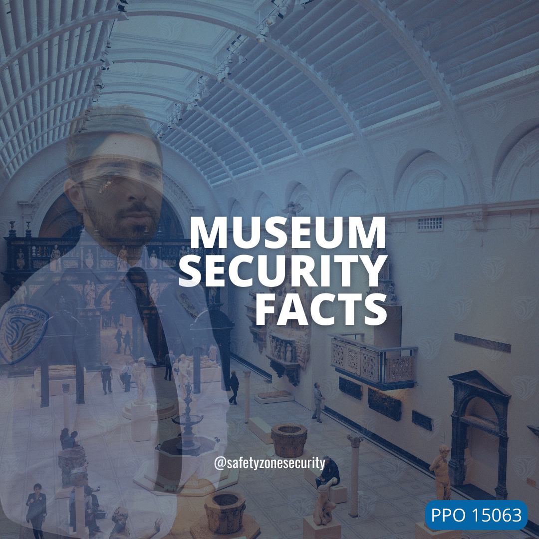 museum with safety zone security guard standing