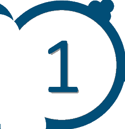 number one with blue circle around it open on bottom left corner