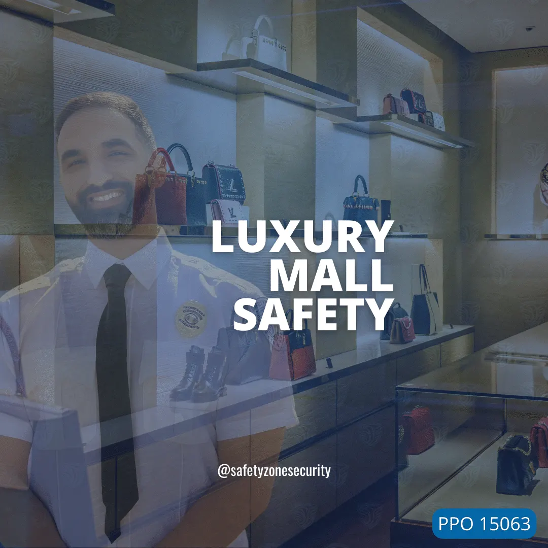 luxury retail store with safety zone security guard