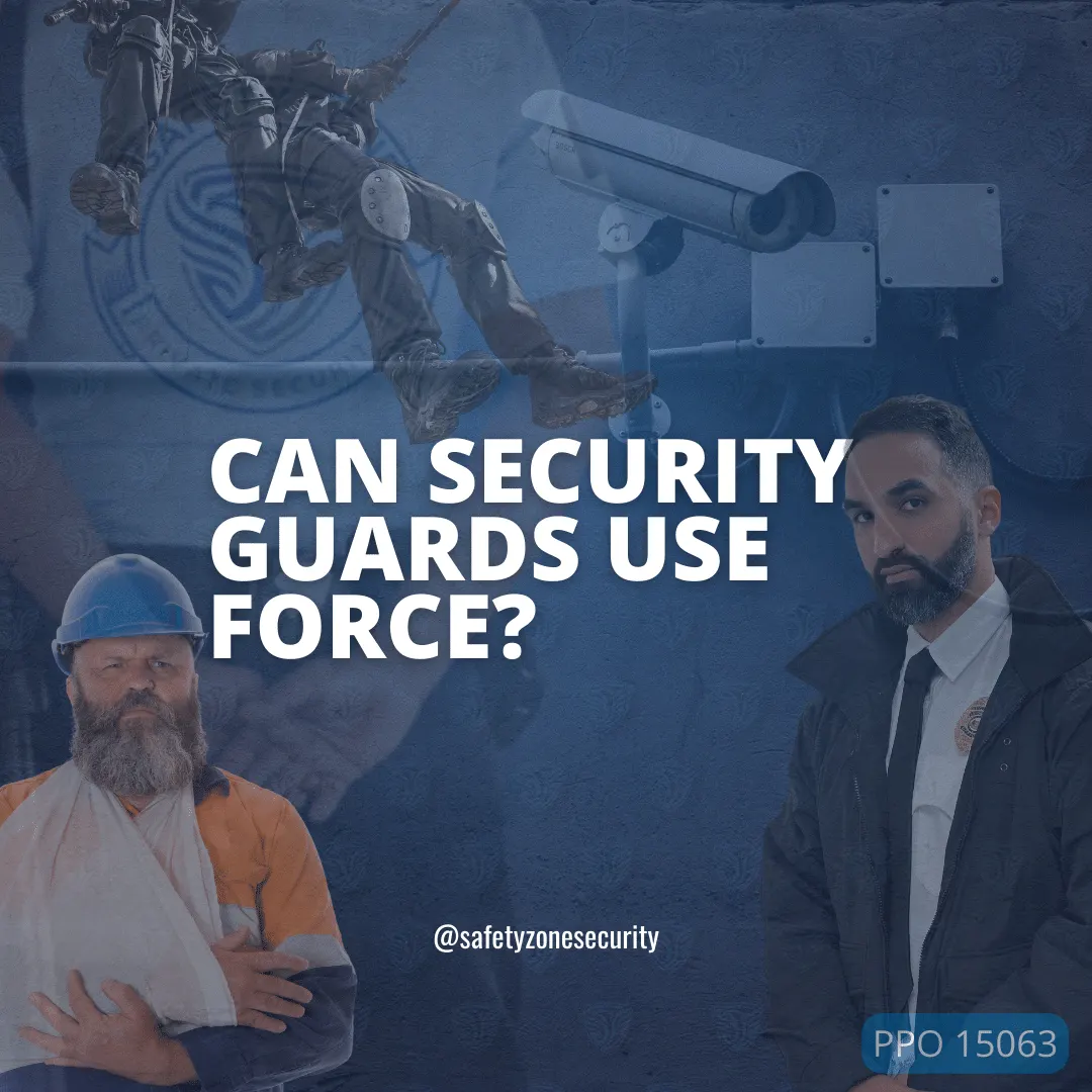 security guard services using force, injured person, safety zone logo